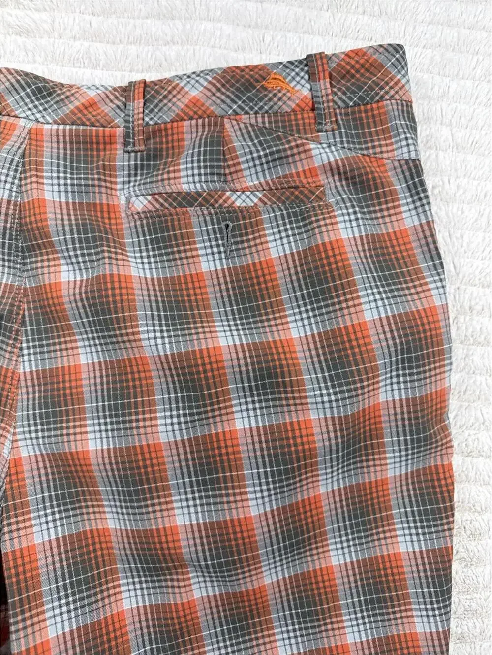 Tommy Bahama Paradise Tech Men Size 39x9” Orange Plaid Performance‎ Shorts Mesh